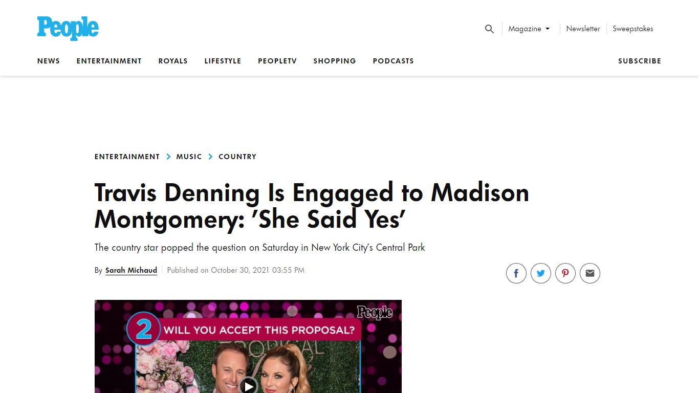 Travis Denning Engaged to Madison Montgomery: Proposal Photos - PEOPLE.com
